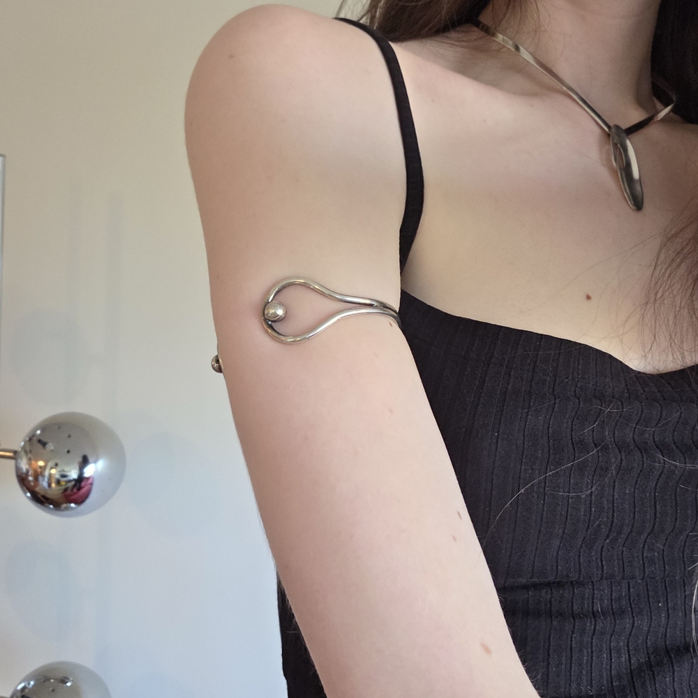 Silver Modernist Arm Cuff Bracelet